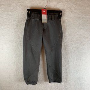 3N2 Softball Pants Girl's YM‎ Graphite NuFit 3/4 Knickers with Belt Loops 7075